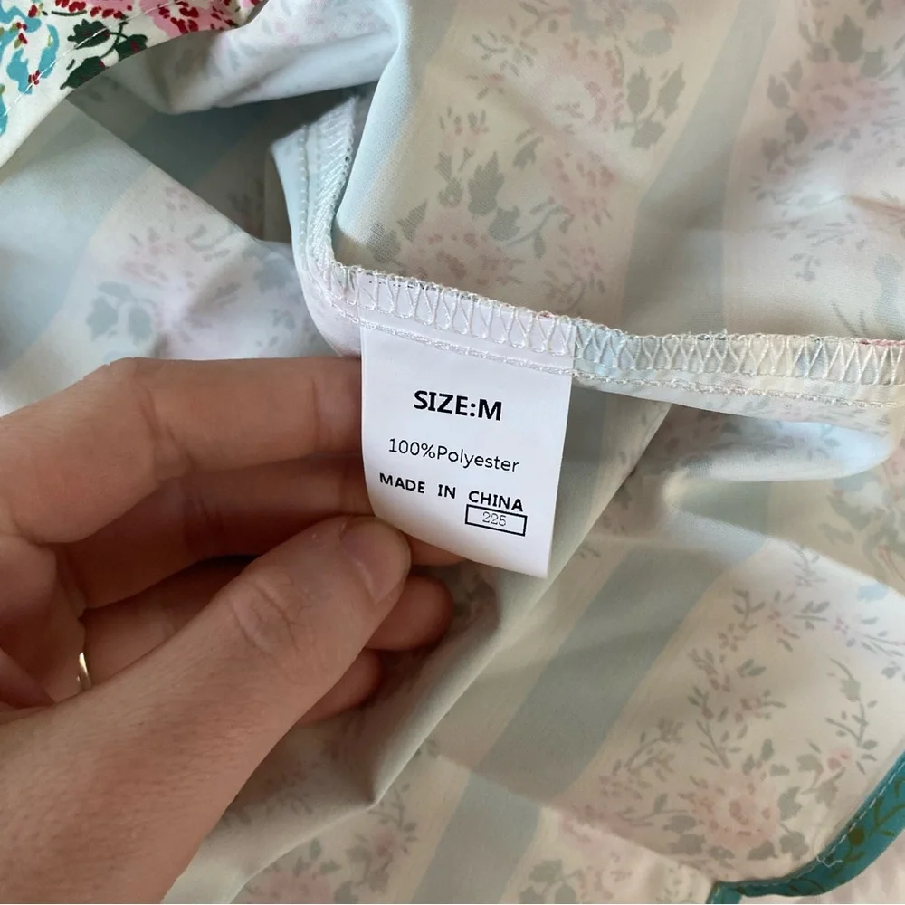 SHEIN Floral Striped Maxi Dress - Green, White, and Pink - Picture 7 of 7